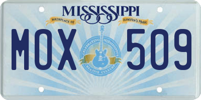 MS license plate MOX509
