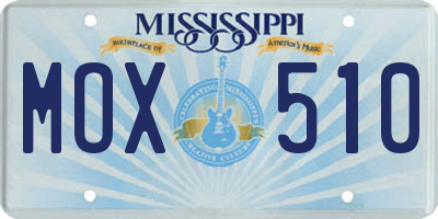 MS license plate MOX510