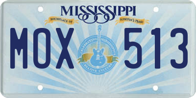 MS license plate MOX513
