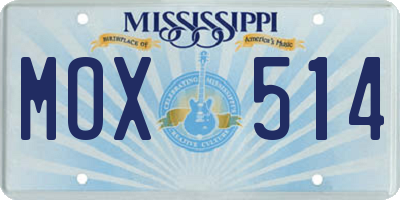 MS license plate MOX514