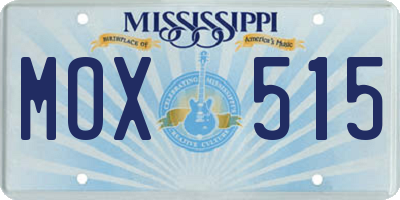 MS license plate MOX515