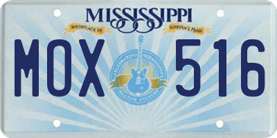 MS license plate MOX516