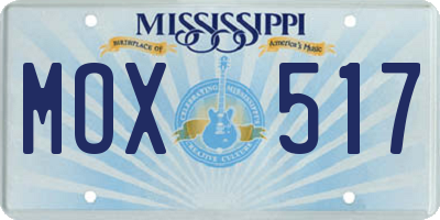 MS license plate MOX517