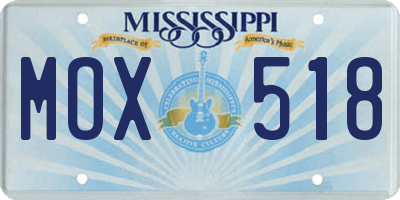 MS license plate MOX518