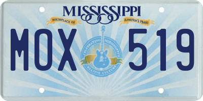 MS license plate MOX519