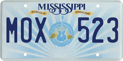 MS license plate MOX523
