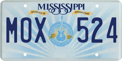MS license plate MOX524