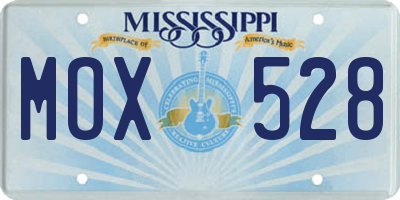 MS license plate MOX528