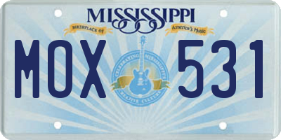 MS license plate MOX531
