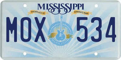 MS license plate MOX534