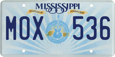 MS license plate MOX536