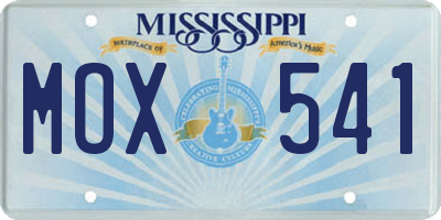 MS license plate MOX541
