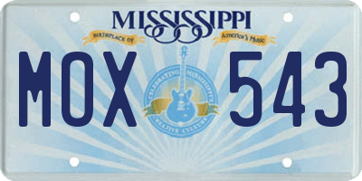 MS license plate MOX543