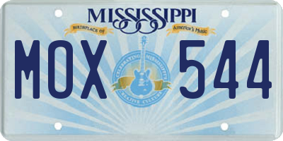 MS license plate MOX544