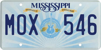MS license plate MOX546