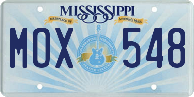 MS license plate MOX548