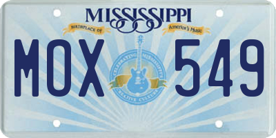 MS license plate MOX549