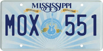 MS license plate MOX551