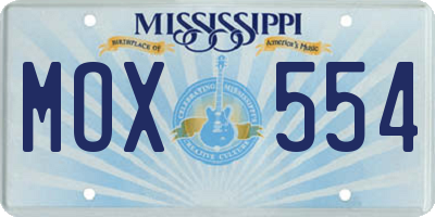 MS license plate MOX554