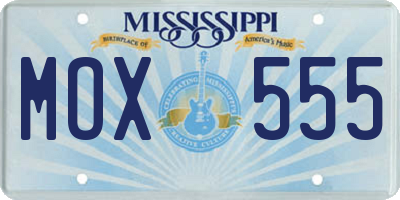 MS license plate MOX555