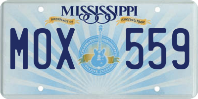 MS license plate MOX559