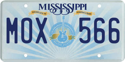 MS license plate MOX566