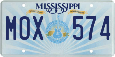 MS license plate MOX574