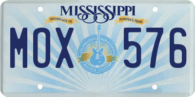 MS license plate MOX576