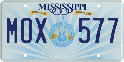 MS license plate MOX577