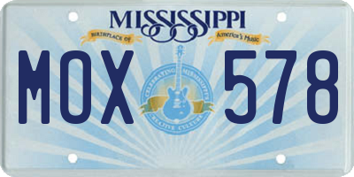 MS license plate MOX578