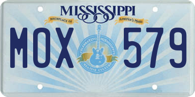 MS license plate MOX579
