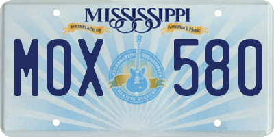 MS license plate MOX580