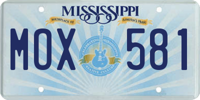 MS license plate MOX581