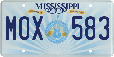 MS license plate MOX583