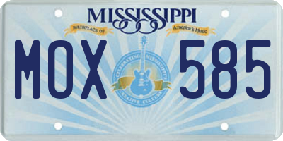 MS license plate MOX585
