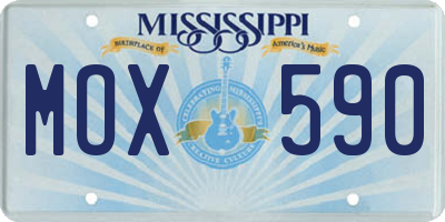 MS license plate MOX590