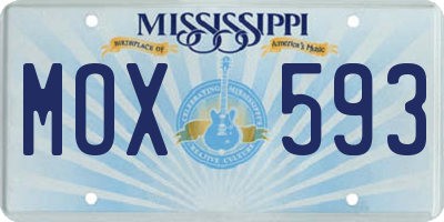 MS license plate MOX593