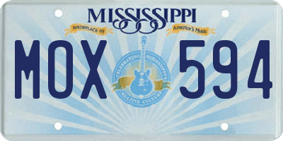 MS license plate MOX594