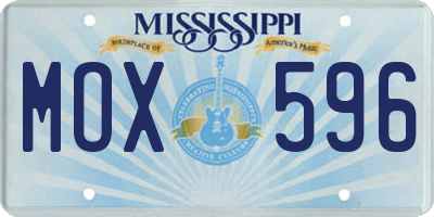 MS license plate MOX596