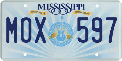 MS license plate MOX597