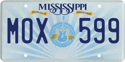 MS license plate MOX599