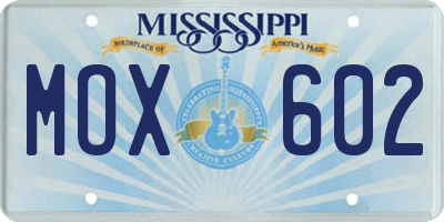 MS license plate MOX602