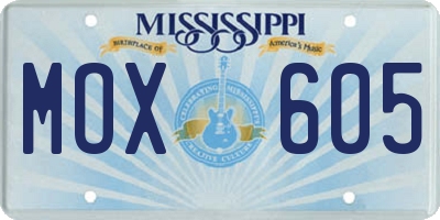 MS license plate MOX605