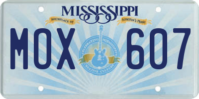 MS license plate MOX607