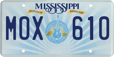 MS license plate MOX610