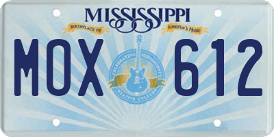 MS license plate MOX612