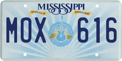 MS license plate MOX616