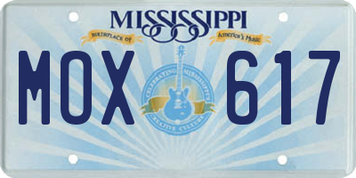 MS license plate MOX617