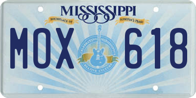 MS license plate MOX618