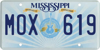 MS license plate MOX619